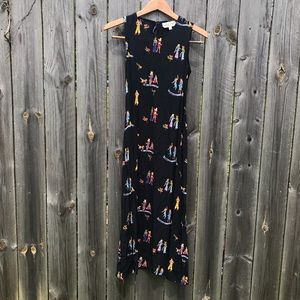 Vintage Black Breezy Maxi w/ Character Print